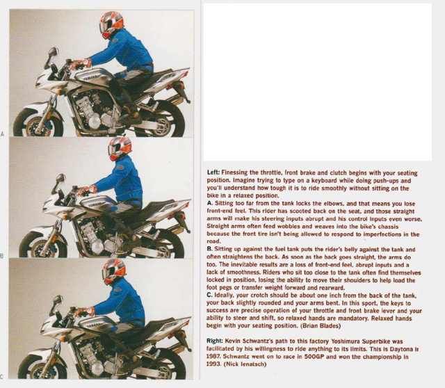 Sitting position on sport bike
