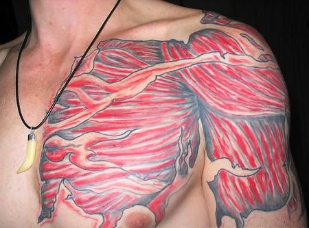 Chest muscle tattoo. (Link)