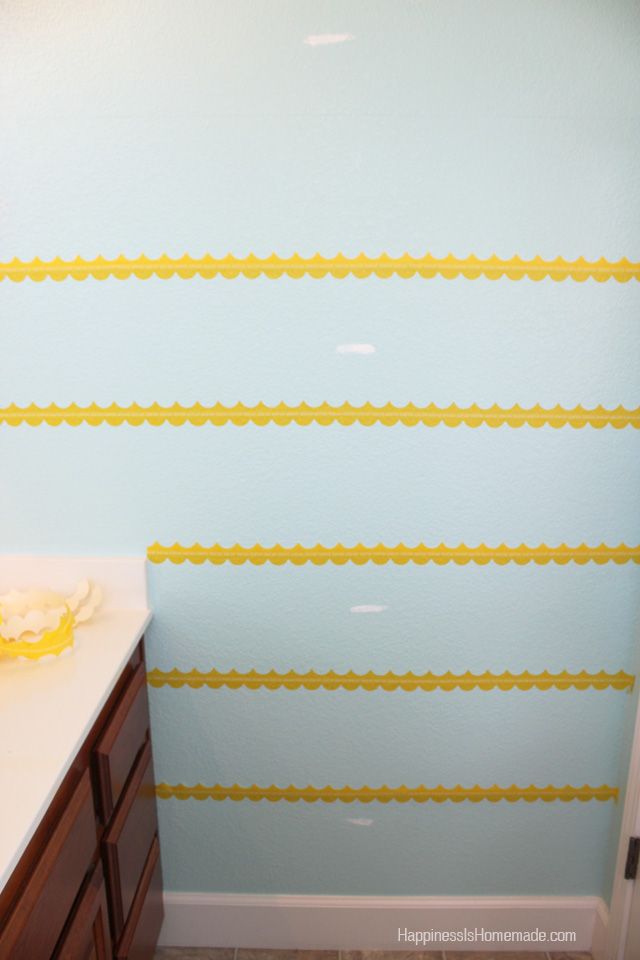 scallop tape applied to wall 