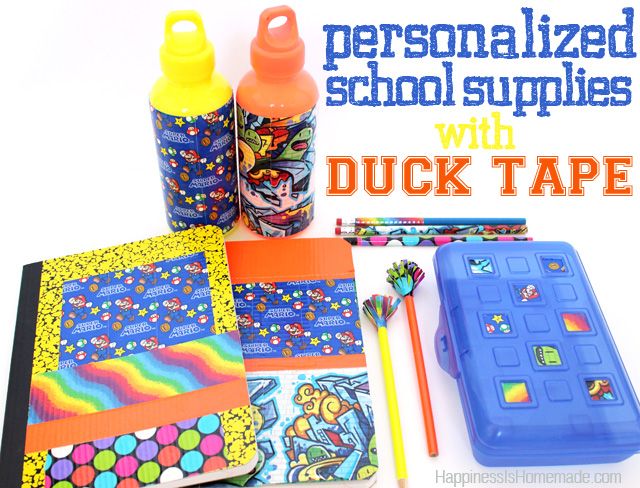 personalized school supplies using duck tape