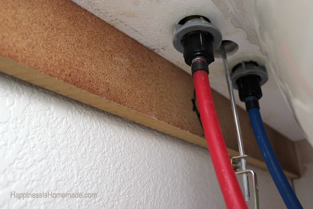 lines under bathroom sink shown